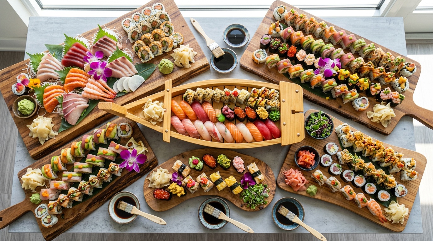 Large scale sushi platter for FIFA watch party groups Large scale sushi platter for FIFA watch party groups